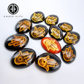 Cherry Amber Engraved Fatima Hand Oval Shape Cabochon
